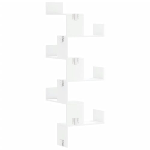Wooden Wall Corner Shelf White 45x45x147cm - Image 6