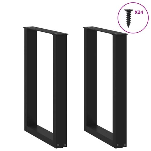 Dining Table Legs U-Shaped 2pcs Black 50x(72-73)cm Steel - Image 3