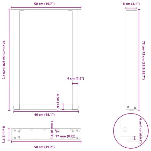 Dining Table Legs U-Shaped 2pcs Black 50x(72-73)cm Steel - Image 10