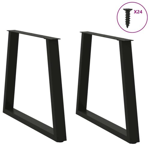 Dining Table Legs V-Shape 2pcs Black 70x(72-73.3)cm Steel - Image 3