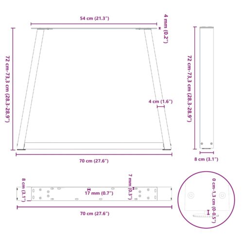 Dining Table Legs V-Shape 2pcs Black 70x(72-73.3)cm Steel - Image 10