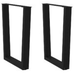 Dining Table Legs V-Shape 2pcs Black 70x(72-73.3)cm Steel