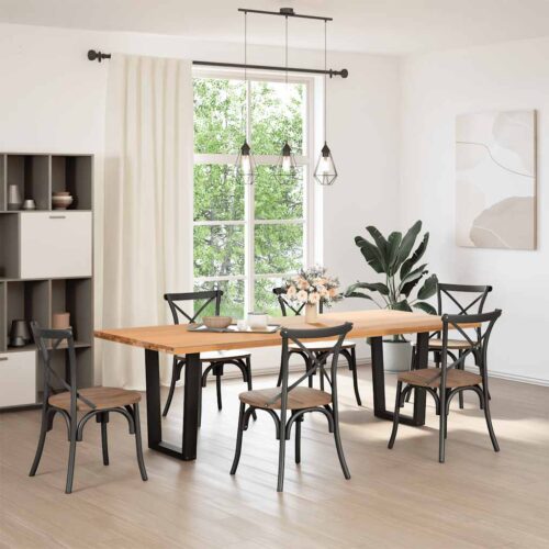 Dining Table Legs V-Shape 2pcs Black 70x(72-73.3)cm Steel - Image 2