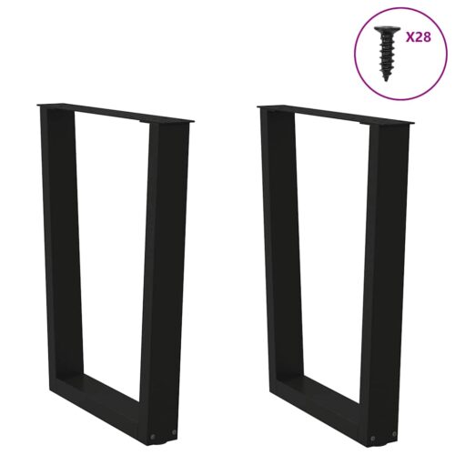 Dining Table Legs V-Shape 2pcs Black 70x(72-73.3)cm Steel - Image 4