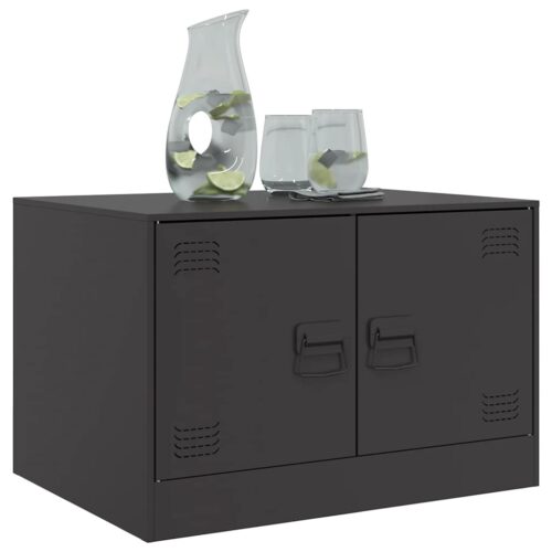 Industrial Coffee Table Steel Metal Black 67x50x44cm - Image 4