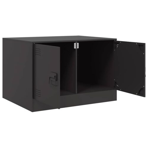 Industrial Coffee Table Steel Metal Black 67x50x44cm - Image 7