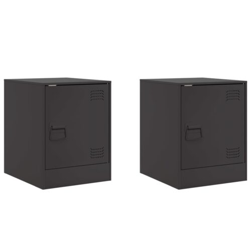 Bedside Cabinets 2pcs Black 34.5x39x44cm Steel - Image 13
