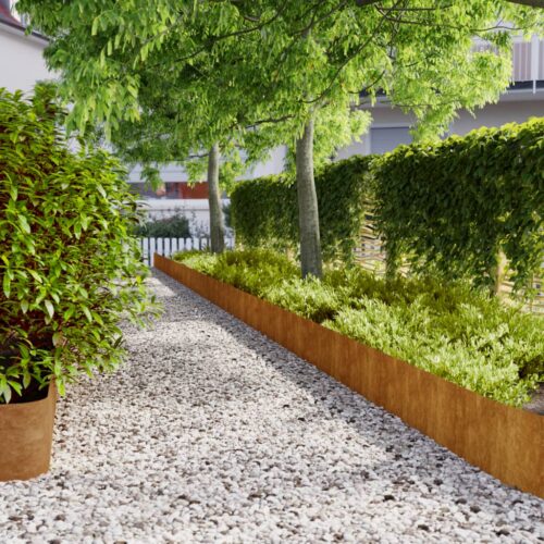 Lawn Edgings 10pcs 25x103cm Flexible Corten steel