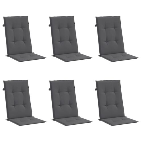 6pcs Garden Chair Cushions  Patio Highback Seat Pads Anthracite Fabric 120x50x3cm - Image 3