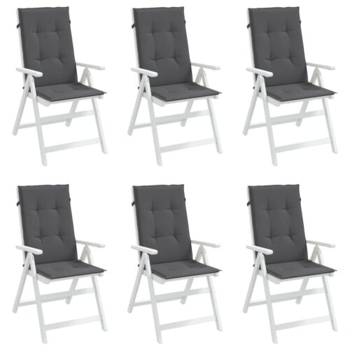 6pcs Garden Chair Cushions  Patio Highback Seat Pads Anthracite Fabric 120x50x3cm - Image 4
