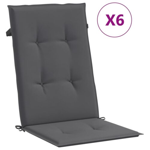 6pcs Garden Chair Cushions  Patio Highback Seat Pads Anthracite Fabric 120x50x3cm - Image 11