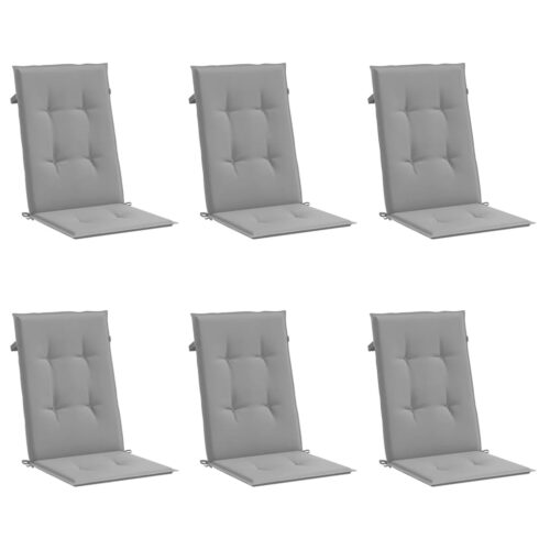 6pcs Garden Chair Cushions  Patio Highback Seat Pads Grey Fabric 120x50x3cm - Image 3