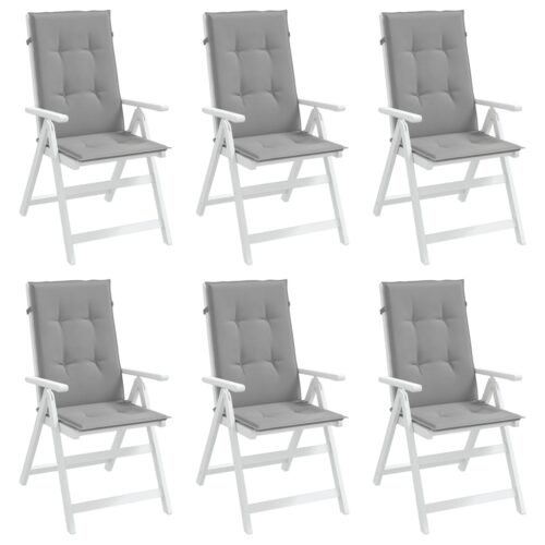 6pcs Garden Chair Cushions  Patio Highback Seat Pads Grey Fabric 120x50x3cm - Image 4