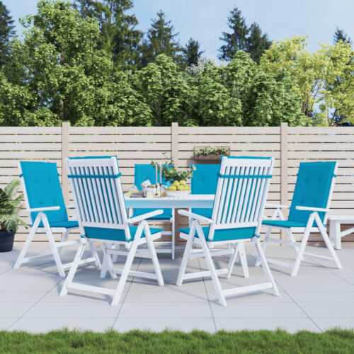 6pcs Garden Chair Cushions  Patio Highback Seat Pads Blue Fabric 120x50x3cm - Image 2