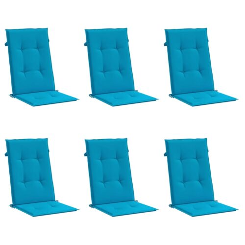 6pcs Garden Chair Cushions  Patio Highback Seat Pads Blue Fabric 120x50x3cm - Image 3
