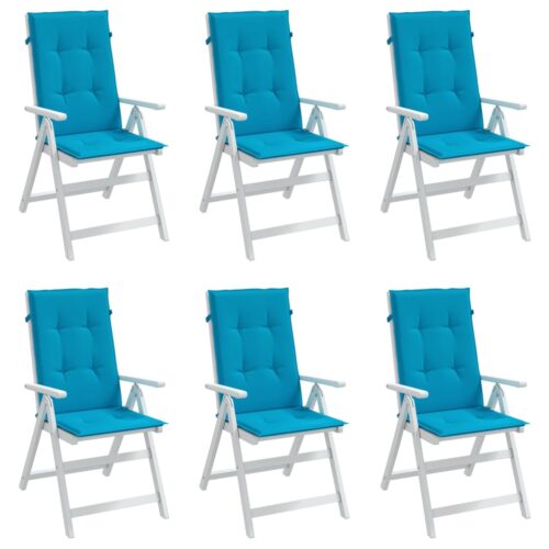 6pcs Garden Chair Cushions  Patio Highback Seat Pads Blue Fabric 120x50x3cm - Image 4