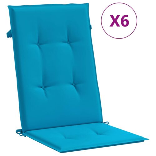 6pcs Garden Chair Cushions  Patio Highback Seat Pads Blue Fabric 120x50x3cm - Image 11