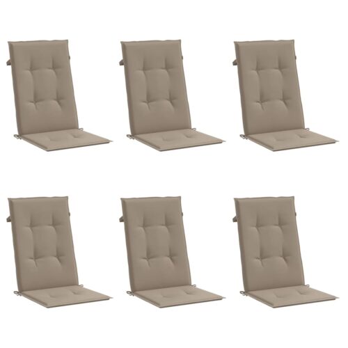 6pcs Garden Chair Cushions  Patio Highback Seat Pads Taupe Fabric 120x50x3cm - Image 3