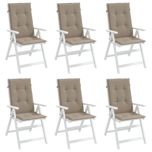 6pcs Garden Chair Cushions  Patio Highback Seat Pads Taupe Fabric 120x50x3cm - Image 4