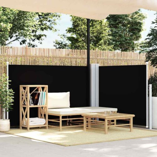 Retractable Side Awning Outdoor Patio Garden Wall Privacy Screen Black 100x600cm