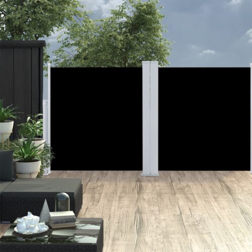 Retractable Side Awning Outdoor Patio Garden Wall Privacy Screen Black 100x600cm - Image 3