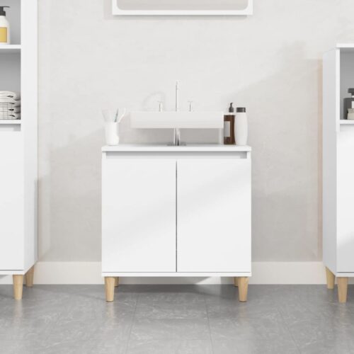 Sink Cabinet White 58x33x60cm Engineered Wood - Image 2