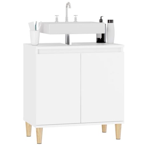 Sink Cabinet White 58x33x60cm Engineered Wood - Image 4