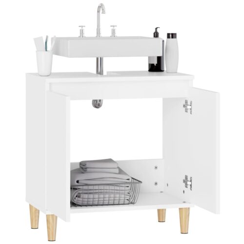 Sink Cabinet White 58x33x60cm Engineered Wood - Image 5