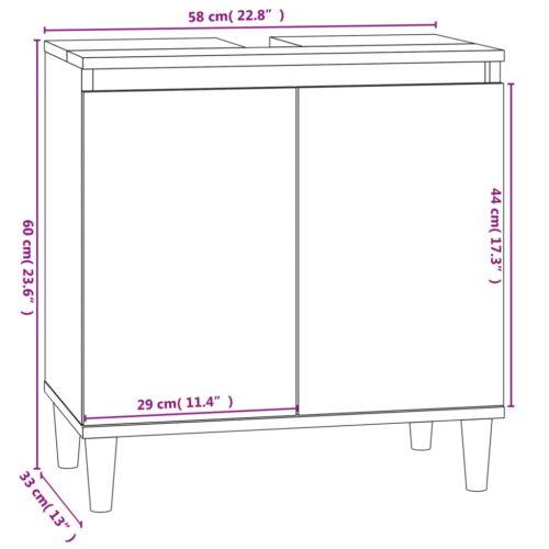 Sink Cabinet White 58x33x60cm Engineered Wood - Image 10