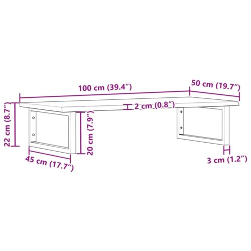 Basin Shelf Wall Mounted Steel Solid Wood Oak - Image 11
