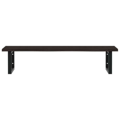 Basin Shelf Wall Mounted Steel Solid Wood Oak - Image 4