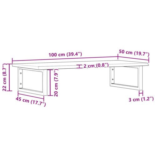 Basin Shelf Wall Mounted Steel Solid Wood Oak - Image 11