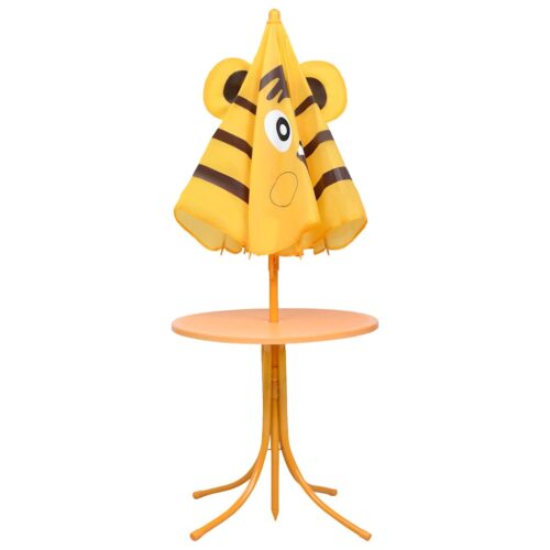 3-Piece Kids' Garden Bistro Set with Parasol Yellow - Image 3
