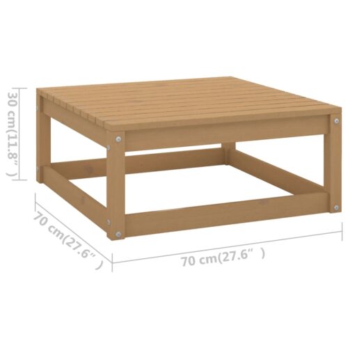 Outdoor Garden Stool Wicker Rattan Patio Ottoman Bench Seat Pine Wood Honey Brown - Image 6