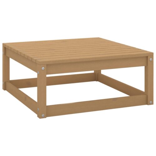 Outdoor Garden Stool Wicker Rattan Patio Ottoman Bench Seat Pine Wood Honey Brown - Image 9