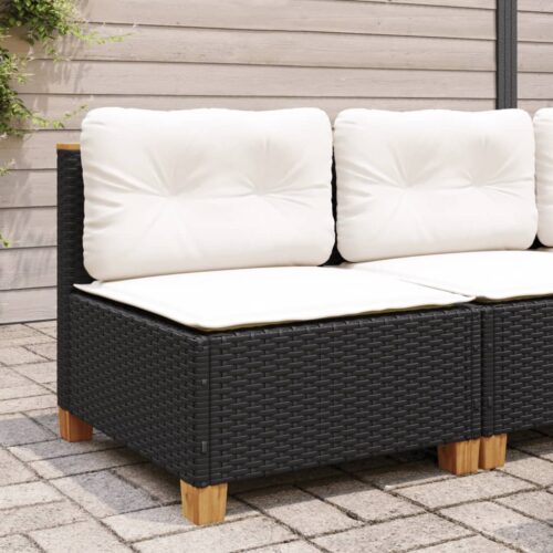 Garden Sofa  with Cushions Black Wicker Rattan Outdoor Patio Lounge Cough Chairs Furniture - Image 3