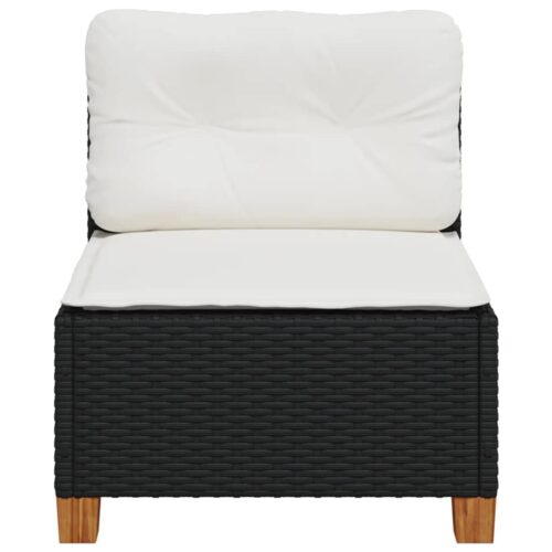 Garden Sofa  with Cushions Black Wicker Rattan Outdoor Patio Lounge Cough Chairs Furniture - Image 4
