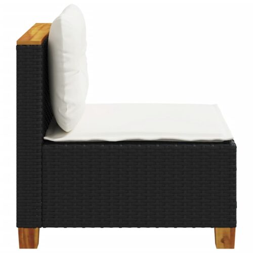 Garden Sofa  with Cushions Black Wicker Rattan Outdoor Patio Lounge Cough Chairs Furniture - Image 5