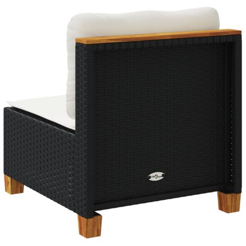 Garden Sofa  with Cushions Black Wicker Rattan Outdoor Patio Lounge Cough Chairs Furniture - Image 6