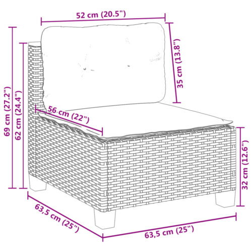 Garden Sofa  with Cushions Black Wicker Rattan Outdoor Patio Lounge Cough Chairs Furniture - Image 8