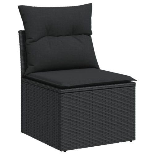 Garden Sofa  with Cushions Black Wicker Rattan Outdoor Patio Lounge Cough Chairs Furniture