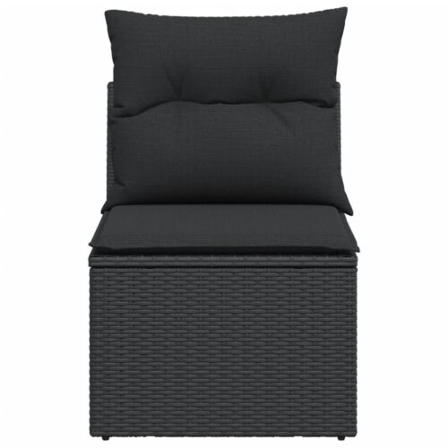 Garden Sofa  with Cushions Black Wicker Rattan Outdoor Patio Lounge Cough Chairs Furniture - Image 4