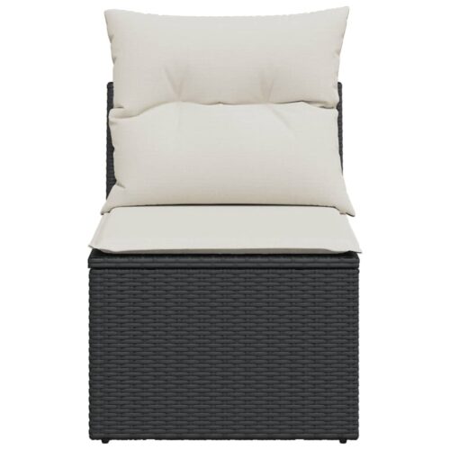 Garden Sofa  with Cushions Black Wicker Rattan Outdoor Patio Lounge Cough Chairs Furniture - Image 4