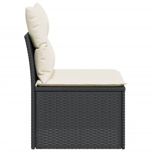 Garden Sofa  with Cushions Black Wicker Rattan Outdoor Patio Lounge Cough Chairs Furniture - Image 5