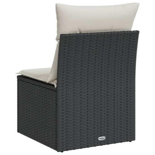 Garden Sofa  with Cushions Black Wicker Rattan Outdoor Patio Lounge Cough Chairs Furniture - Image 6
