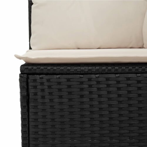 Garden Sofa  with Cushions Black Wicker Rattan Outdoor Patio Lounge Cough Chairs Furniture - Image 7