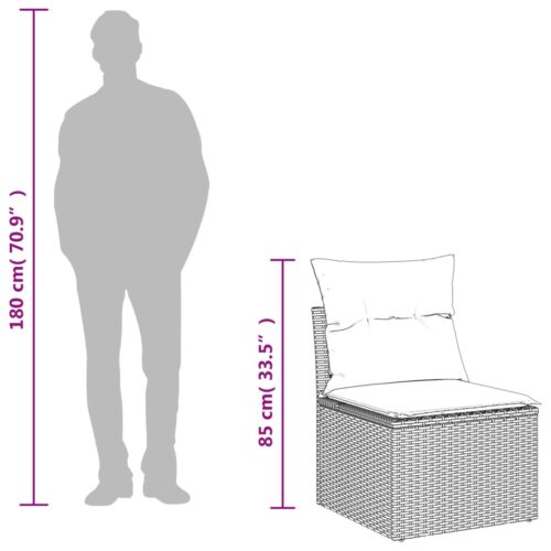 Garden Sofa  with Cushions Black Wicker Rattan Outdoor Patio Lounge Cough Chairs Furniture - Image 8
