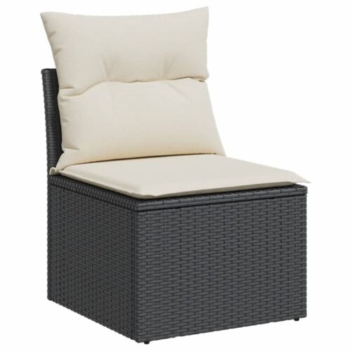 Garden Sofa  with Cushions Black Wicker Rattan Outdoor Patio Lounge Cough Chairs Furniture - Image 11