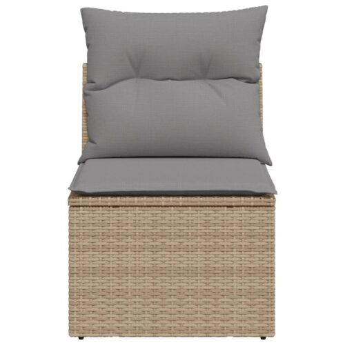 Garden Sofa with Cushions Beige Wicker Rattan Outdoor Patio Lounge Cough Chairs Furniture - Image 4