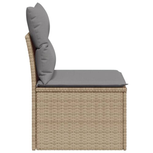 Garden Sofa with Cushions Beige Wicker Rattan Outdoor Patio Lounge Cough Chairs Furniture - Image 5